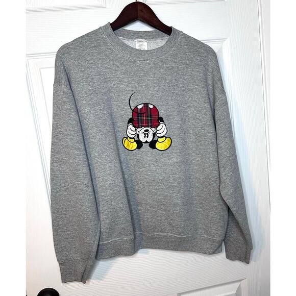 Vtg Disney Mickey Mouse Sweatshirt Co Large Gray Pullover Crewneck 90s - Picture 1 of 5